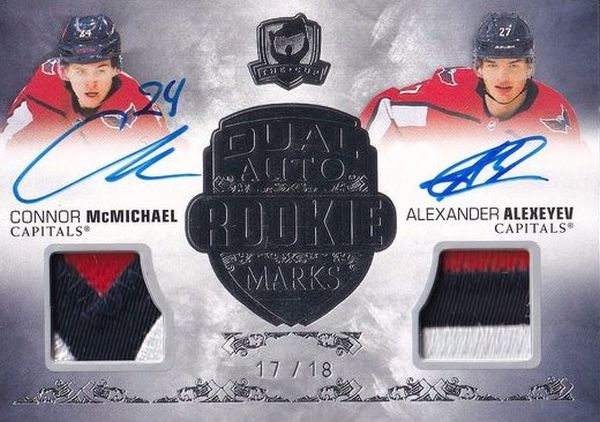 AUTO RC patch karta McMICHAEL/ALEXEYEV 20-21 UD The CUP Dual Auto Rookie Marks /18